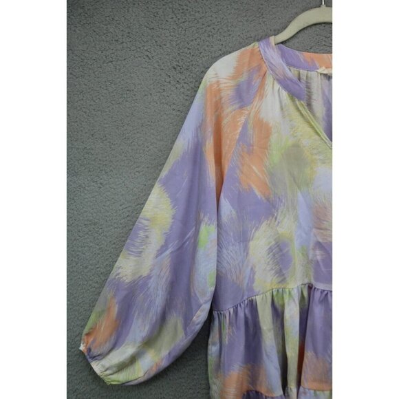 Entro Long Balloon Sleeve Tiered Ruffle Tunic-Size Medium-BOHO - Picture 3 of 9